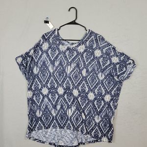 CJ Banks Womens Pullover Blouse Sheer Short Sleeve Blue Plus Size 3X